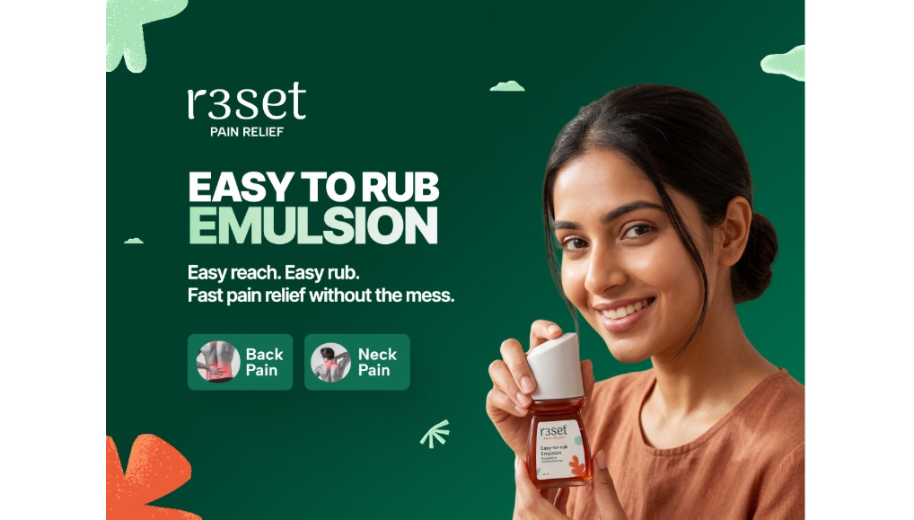 R3SET Easy to Rub Pain Relief Emulsion: The Smarter Roll-On for Joint pain, Muscle Pain, Back pain & Everyday Aches 