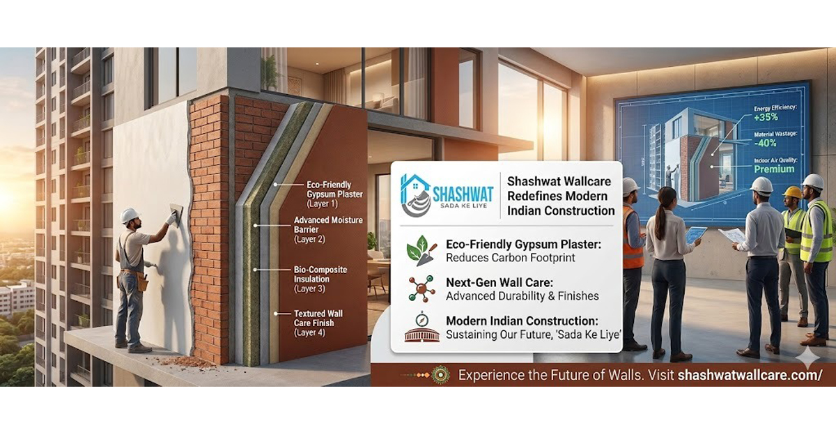 Shashwat Wallcare Redefines Modern Indian Construction with Eco-Friendly Gypsum Plaster and Next-Gen Wall Care Solutions